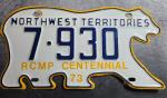 1973 RCMP Centennial Northwest Territories License Plate