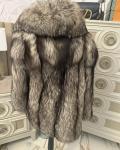 Silver Fox Fur Coat with Removable Collar