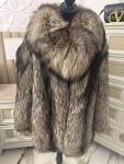 Silver Fox Fur Coat with Removable Collar