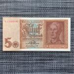 WW2 1942 German 5 Mark Banknote Collectible Money
