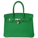 Green Bamboo Hermes Birkin 30 Bag with Palladium Hardware