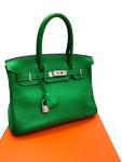 Green Bamboo Hermes Birkin 30 Bag with Palladium Hardware