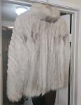 Silver Gray Blue Fox Fur Jacket for Women