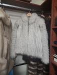 Silver Gray Blue Fox Fur Jacket for Women