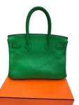 Green Bamboo Hermes Birkin 30 Bag with Palladium Hardware