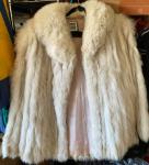 White Fox Fur Mid-Length Coat with Bemberg Lining