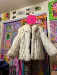 White Fox Fur Mid-Length Coat with Bemberg Lining