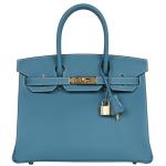 Hermes Birkin 30 Blue Jean Epsom Handbag