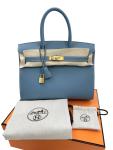 Hermes Birkin 30 Blue Jean Epsom Handbag