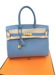 Hermes Birkin 30 Blue Jean Epsom Handbag