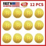 12 Gold Plated Bitcoin Coins for Collectors