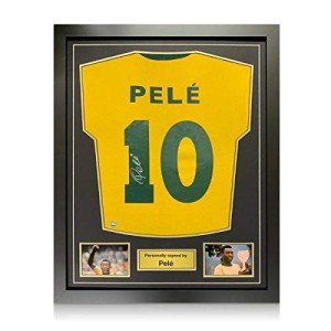 Framed Pele Autographed Brazil Soccer Jersey