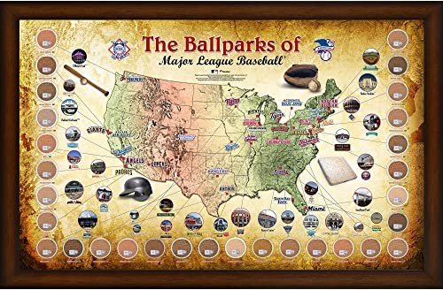 MLB Parks Framed Map Collage with Game-Dirt