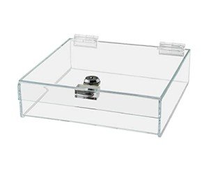 Lockable Acrylic Display Case for Collectibles, 9"x9"x2