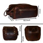 Unisex Leather Travel Dopp Kit with Shaving Accessories