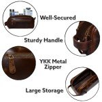 Unisex Leather Travel Dopp Kit with Shaving Accessories