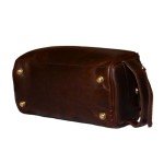Unisex Leather Travel Dopp Kit with Shaving Accessories