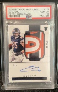 2020 National Treasures Cole Kmet Rookie Patch Auto