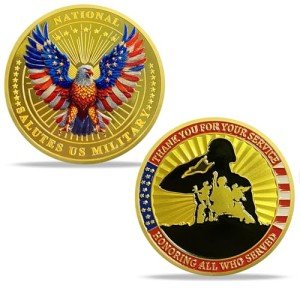50 Pcs Military Challenge Coins - Eagle Flag Design