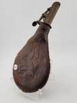 ORIGINAL 19th CENTURY LEATHER SHOT POUCH FOR A MUZZLE LOADING GUN OR RIFLE.