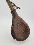 ORIGINAL 19th CENTURY LEATHER SHOT POUCH FOR A MUZZLE LOADING GUN OR RIFLE.