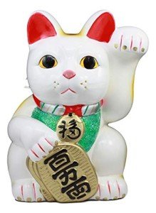 Ebros White Maneki Neko Fortune Coin Bank Statue