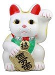 Ebros White Maneki Neko Fortune Coin Bank Statue