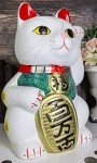 Ebros White Maneki Neko Fortune Coin Bank Statue