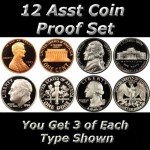 12 Assorted Uncirculated Gem Proof Coins Set