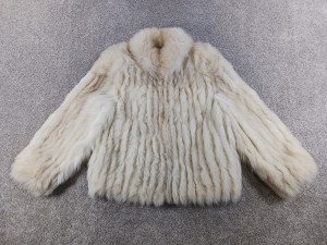 Vintage Cream White Lined Saga Fox Fur Jacket