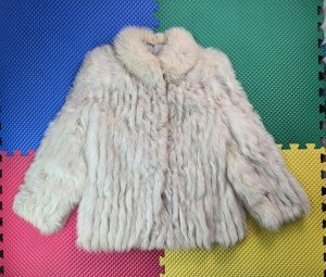Vintage Arctic White Silver Fox Fur Jacket, Size 12