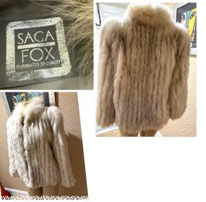 Silver & White Fox Fur Jacket - Size Medium