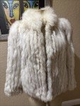 Silver & White Fox Fur Jacket - Size Medium