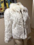 Silver & White Fox Fur Jacket - Size Medium