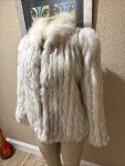 Silver & White Fox Fur Jacket - Size Medium