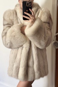 Women's Silver Fox Fur Luxury Coat Jacket