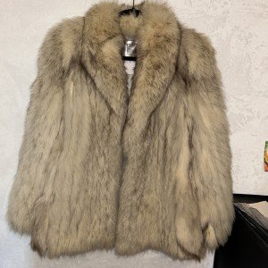 Beige Gray Vintage Saga Fox Fur Coat