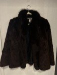 Chestnut Mink Coat with Fox Fur Collar, Size M