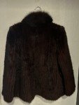 Chestnut Mink Coat with Fox Fur Collar, Size M