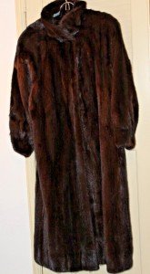 Saga Long Mahogany Mink Coat with Gathered Sleeves