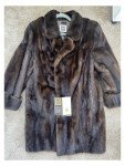 Brown Mink Fur Coat with Silk Lining & Pockets