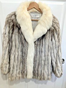 Saga Blue Fox Jacket with White Trim - Women's