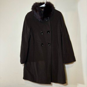 Madison Brown Wool Cashmere Coat with Fox Fur
