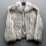 Light Grey Fox Fur Coat for Women, Size 12