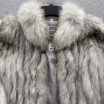 Light Grey Fox Fur Coat for Women, Size 12