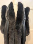 Black Fox Trimmed Lambskin Leather Long Gilet