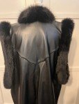 Black Fox Trimmed Lambskin Leather Long Gilet
