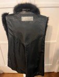 Black Fox Trimmed Lambskin Leather Long Gilet