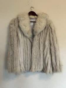 Luxury Silver White Fox Fur Coat for Parties