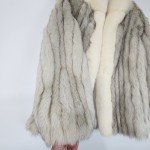 Ivory Fox Fur Women’s Lightweight Striped Coat
